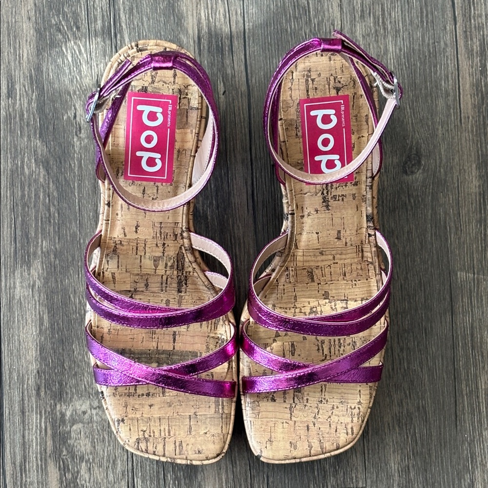 💜💓NEW! POP Y2K Platform Metallic Sandals Sz 8.5💓💜 - Picture 6 of 15